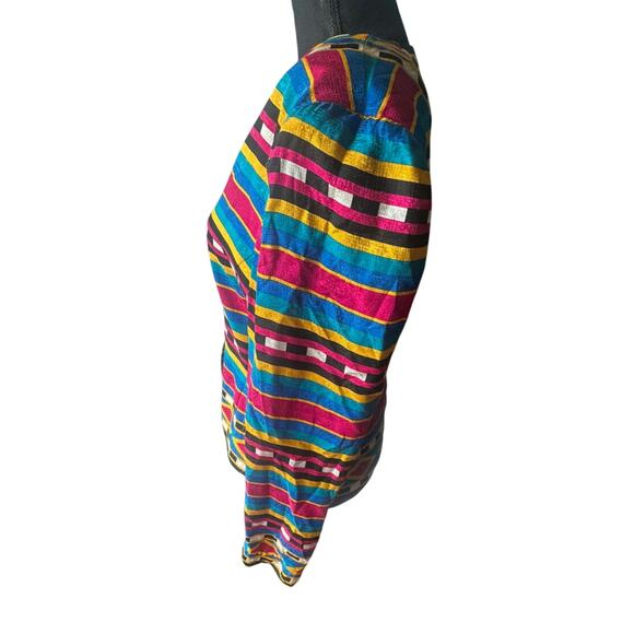 Adrianna Papell 100% Silk Colorful Striped Blazer – Button Down, Shoulder Pads - Picture 5 of 7